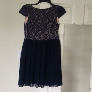 Navy/cream lace dress